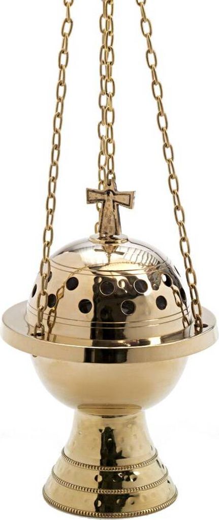 Rauchfass Messing mit Kreuz Kette 85cm Weihrauchschwenker Rauchfass Gold 7660