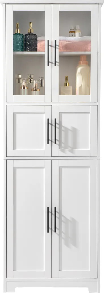 Meuble Colonne Cuisine ou SDB 60x170cm Blanc - 6 Portes Rangement