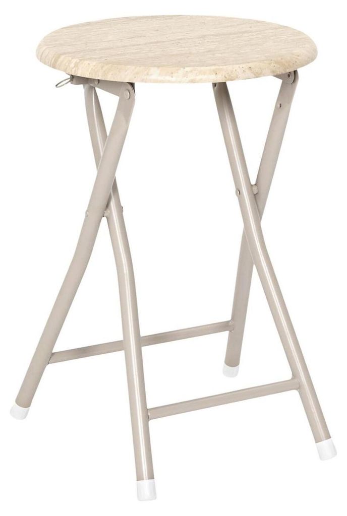 Home Deco Factory Hocker Nova - beige - Holz/Metall - D30 x Produktbild 