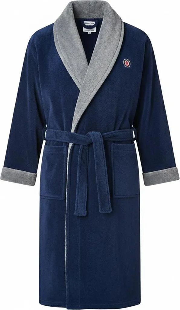 Robe de Chambre Homme Luxe Lambretta AW25 LB390 Molleton Marine L-XL