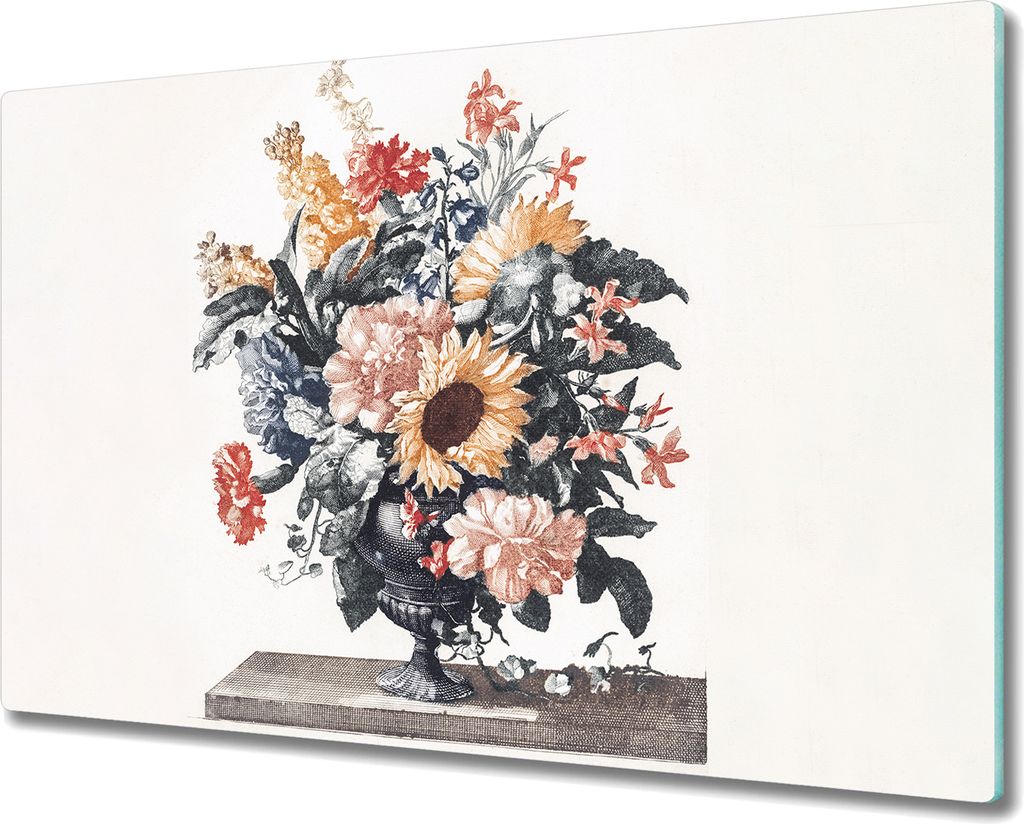 Coloray Herdabdeckplatte 80x52 cm Schneidebrett Kochplattenabdeckung Küchenbrett Hackbrett - Blumen pflanzen