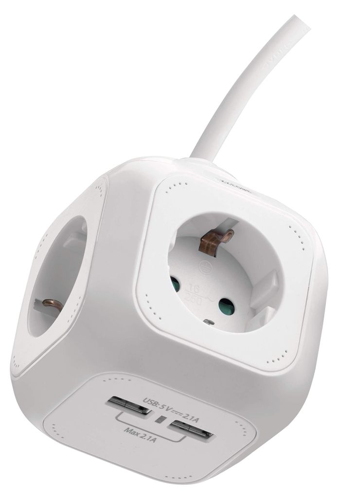 EMOS Cube, cube de prises avec 4 prises et 2 ports USB Image du produit 