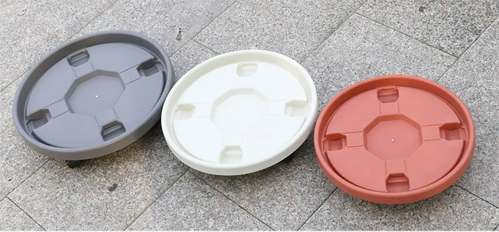 Support de Pot Mobile Rond avec Roue Universelle pour Vase Épais