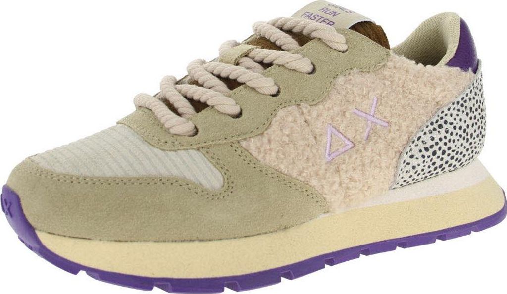 Damen Sneaker aus Rauleder/Textil in Beige, Größe 38, mit 2,5cm Absatz und Wechselsenkeln