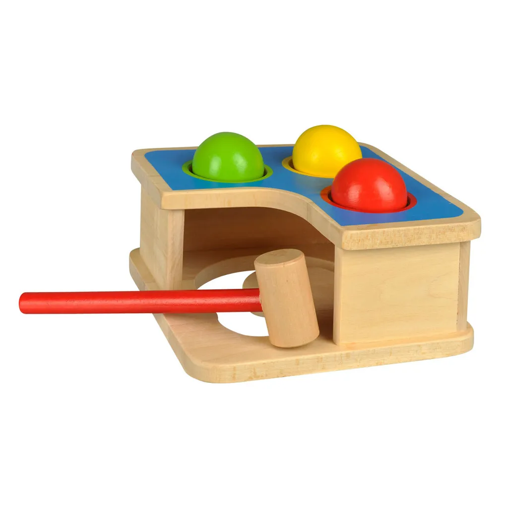 Jouet à frapper en bois Goki : Banc à marteau et balle pour bébé 1 an +