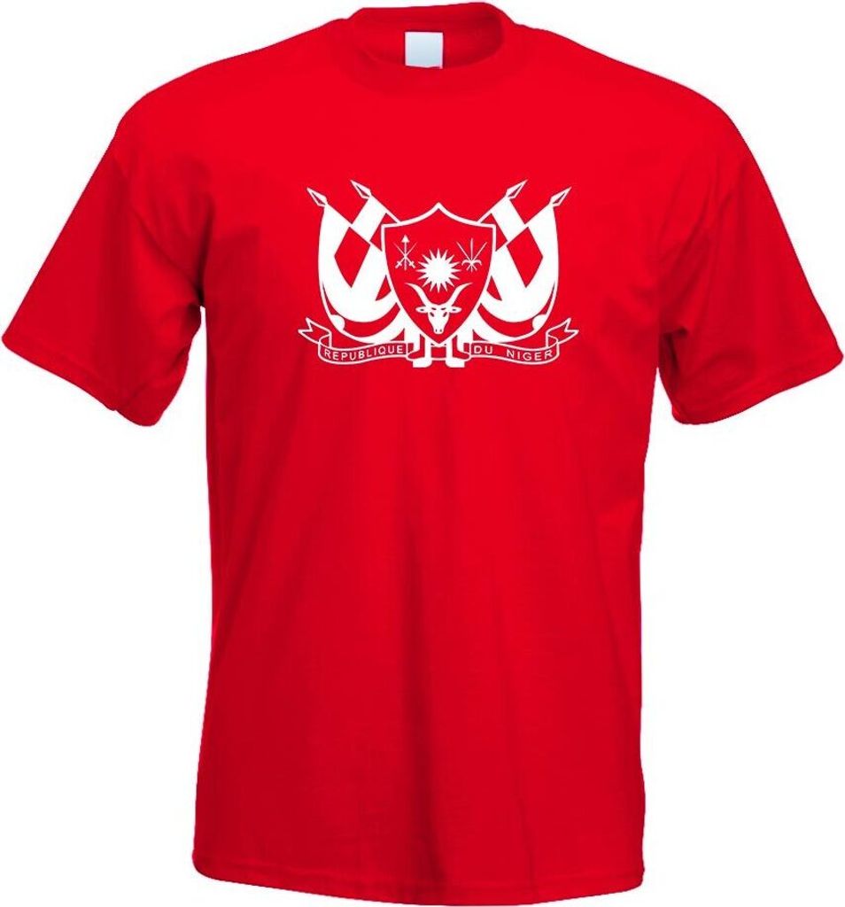 Kiwistar - T-Shirt - rot - Niger Wappen Motiv Bedruckt Funshirt Design Print - mit Motiv Bedruckt - Funshirt Design - Sport - Freizeit - Herren - S
