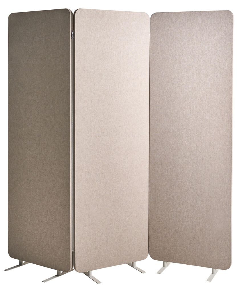 BELIANI Akustik Raumteiler Beige Stoff und Stahl 184 x 184 cm 3-teilig mit Reißverschluss Modern Büro Stellwand Wohnzimmer Schlafzimmer Innenbereich