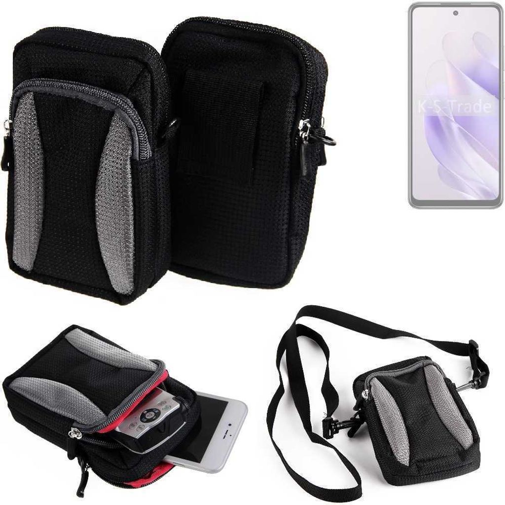 K-S-Trade Holster Schutz Hülle kompatibel mit Infinix Hot 40i Handy Hülle Gürteltasche Umhängetasche mit Zusatzfach schwarz