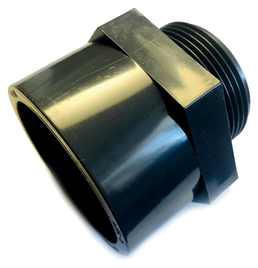 PVC-U Gewindemuffe mit Außengewinde, Übergangsmuffe mit 63mm Klebemuffe auf 2" Außengewinde, PVC Fitting PN 10 (10 bar) nach DIN 8063