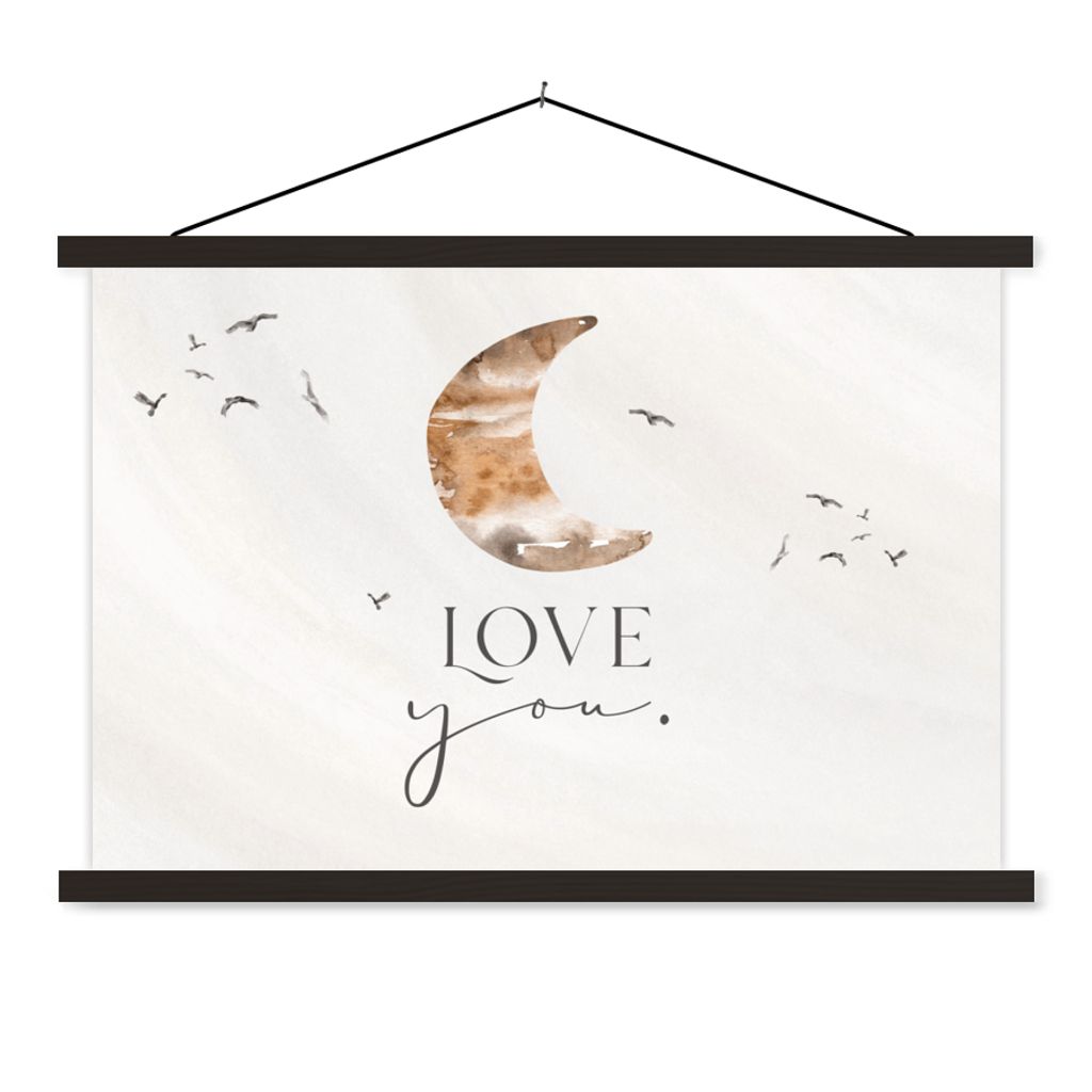 MuchoWow Textilposter Zitate - Sprichwörter - Kinder - Liebe dich - Jungen - Mädchen - Kinder 60x40 cm mit schwarzem Rahmen - Hölzernes