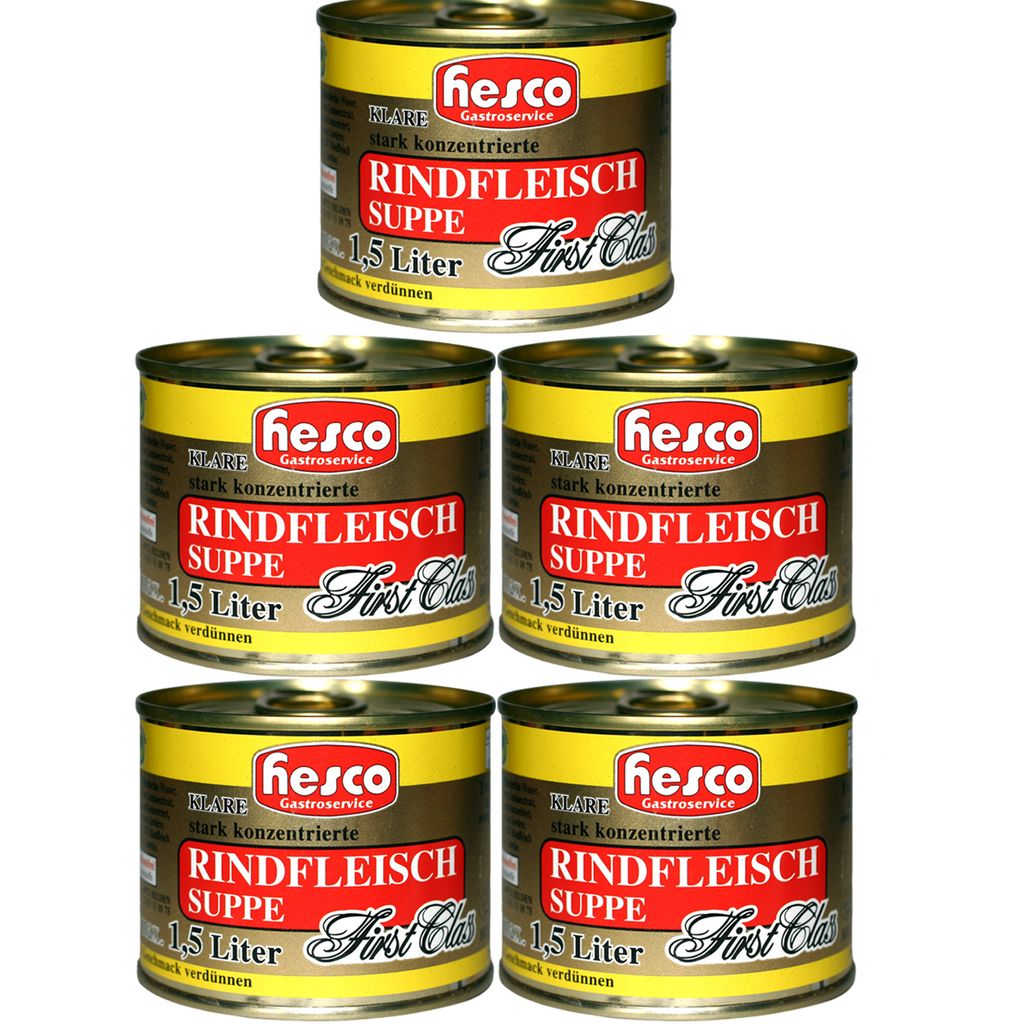Hesco First Class Beef Soup altamente concentrato 5 lattine Immagine del prodotto 