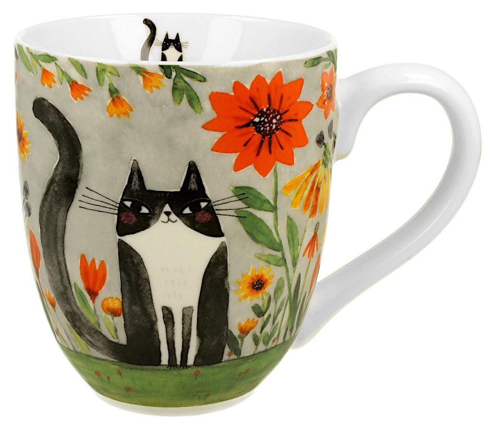 DUO ANIMALS XXL Becher 1000 ml CAT'S WORLD - MEADOW aus New Bone China Porzellan