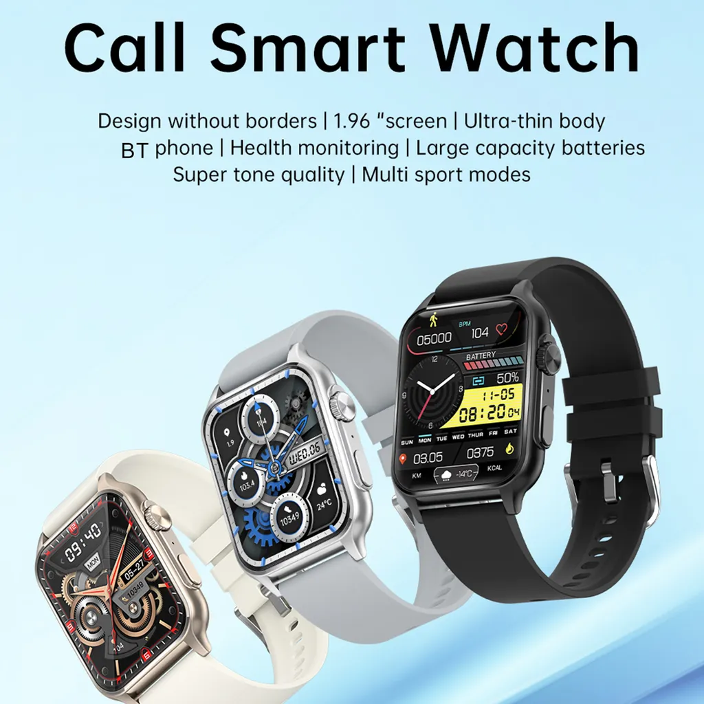 Smartwatch KT64 con schermo touchscreen IPS da 1,96 pollici, BT5.2 | IP67 impermeabile | Ricarica magnetica | Assistente vocale intelligente | Monitoraggio della salute | Chiamate chiare, bracciale in acciaio inossidabile, nero - 6