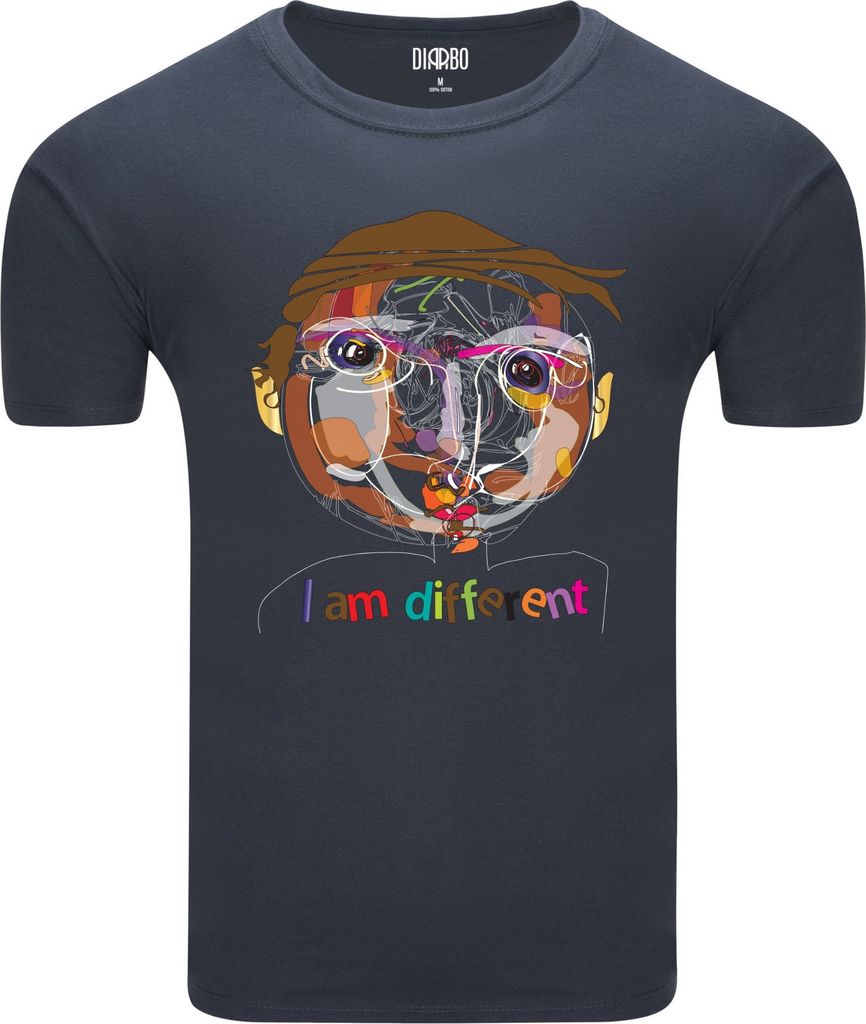 Diarbo Herren T-Shirt mit Abstraktes Druck Für Individualisten Dunkelgrau Gr.M