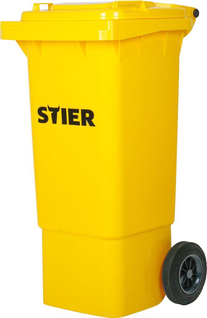 STIER 2-Rad-Müllgroßbehälter, Mülltonne, Volumen 80 Liter, Mülleimer, Farbe: Gelb, Größe: 445 x 520 x 939 mm, Restmülltonne mit Rädern und...
