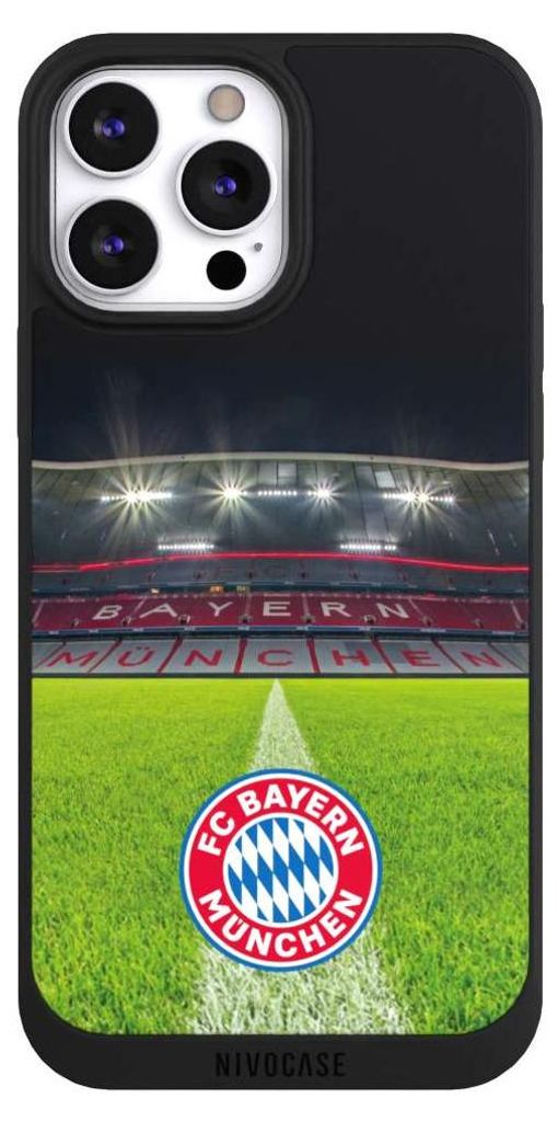NIVOCASE Handyhülle für Apple iPhone 13 Pro Max Hülle NIVOpure Case Schwarz FC Bayern München FCB Stadion