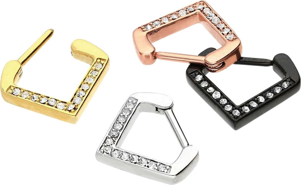 Ohrpiercing, Nasenpiercing, Septum Piercing Chirurgenstahl Clicker KRISTALLE + V-Form