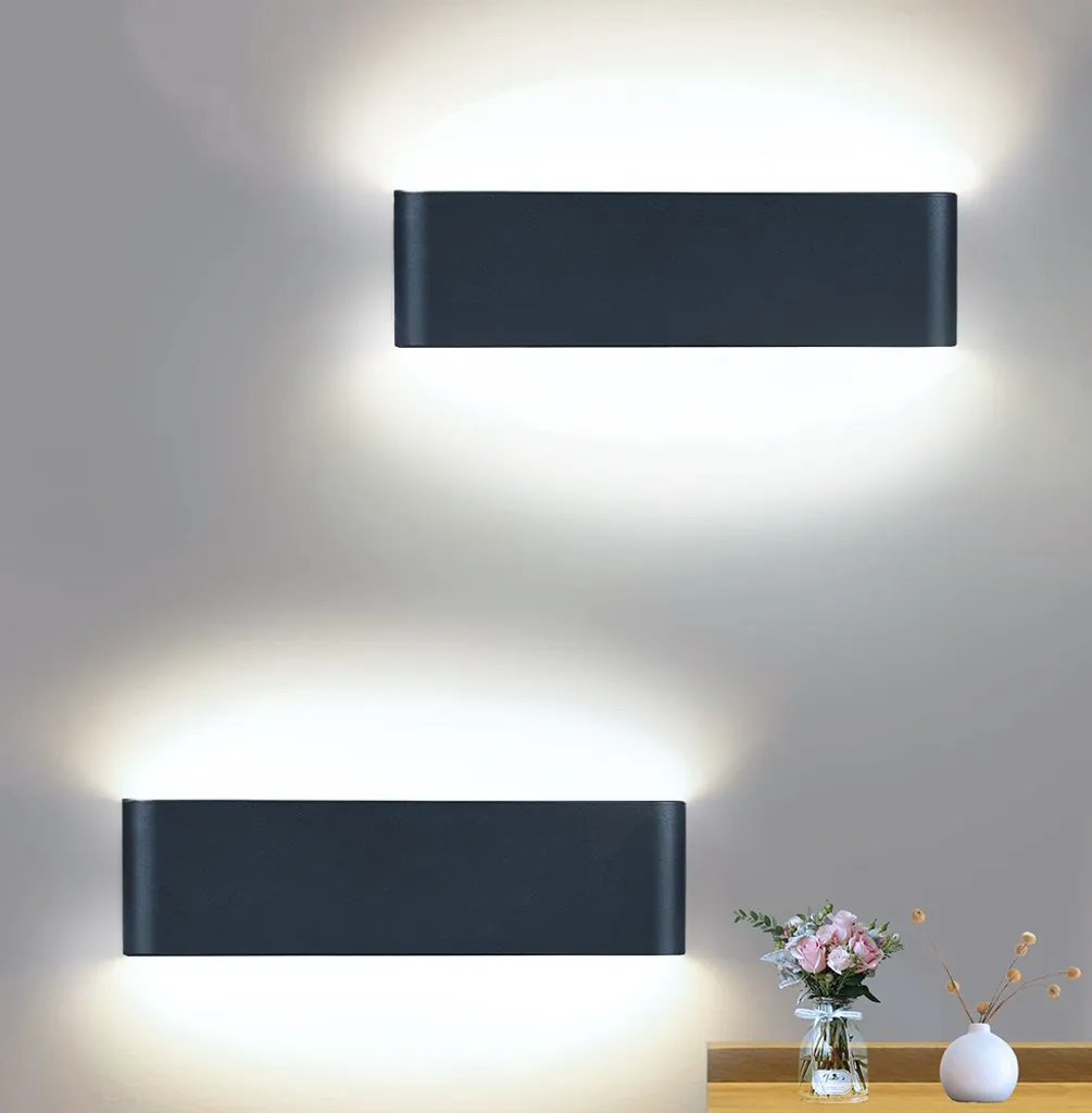 Set 2 Applique LED Moderne Nere 40cm 12W | Luce Bianca per Soggiorno