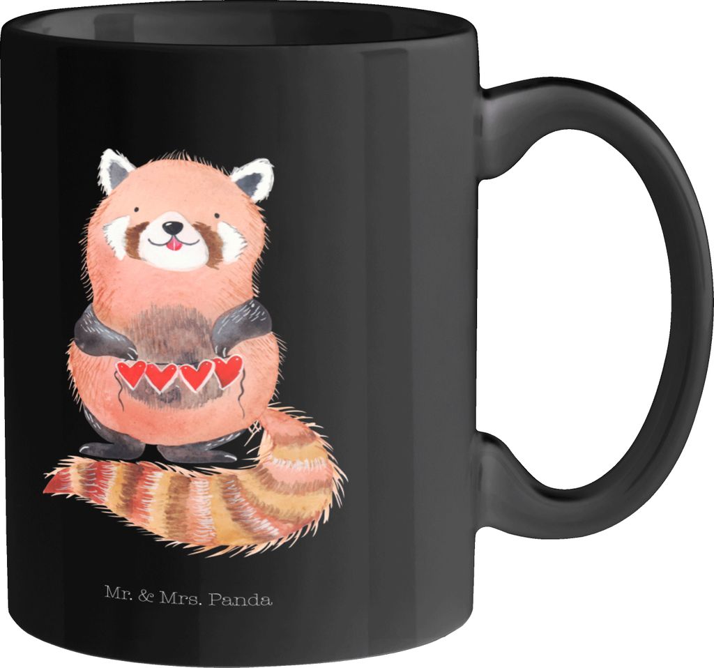 Mr. & Mrs. Panda Tasse Roter Panda - Schwarz - Geschenk, Lustige Sprüche, Lieblingsmensch, Kaffeebecher, Liebling, Herz, Trinkbecher, Rot, Liebe, ...