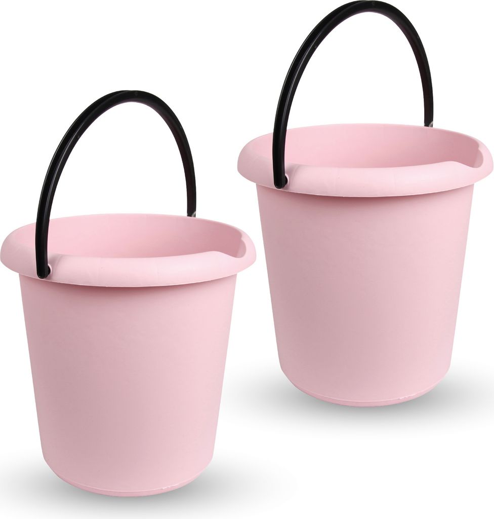 Eimer ( 2 Stück ) Haushaltseimer, 5 Liter, in vers. Farben, Putzeimer aus Stabilem Kunststoff, lebensmittelecht, BPA-frei, EU ( Rosa )