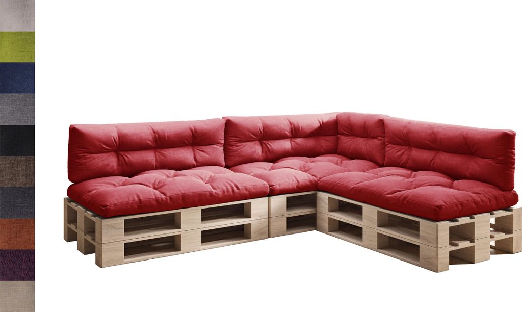sunnypillow Palettenkissen für Palettenmöbel - 7er Set - Palettenauflage 120 x 80 für Palettensofa - Palettenpolster für Garten, Gesteppte Kiss...