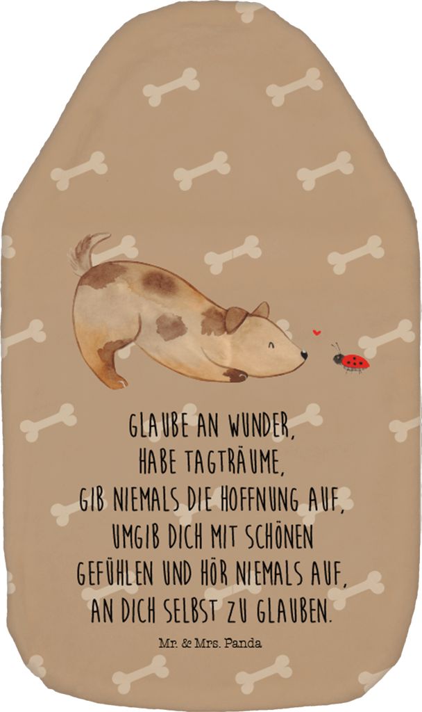 Mr. & Mrs. Panda Wärmflasche Hund Marienkäfer - Hundeglück - Geschenk, Kuschelwärmflasche, Mischlingshund, Positiv, Mischlinghund, mit Bezug, F...