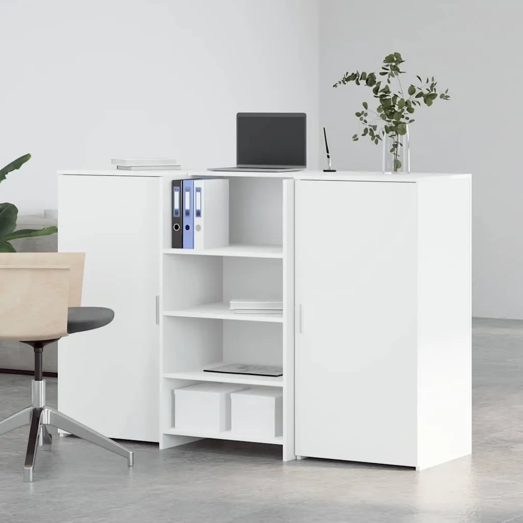 Grand comptoir d'accueil blanc design moderne 155 cm en bois robuste