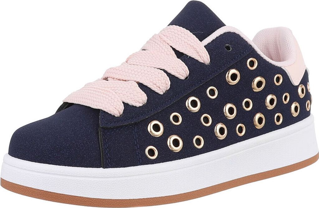 Ital-Design Damen Freizeitschuhe Lederoptik Sneakers Low 89319323 Dunkelblau Gr. 40
