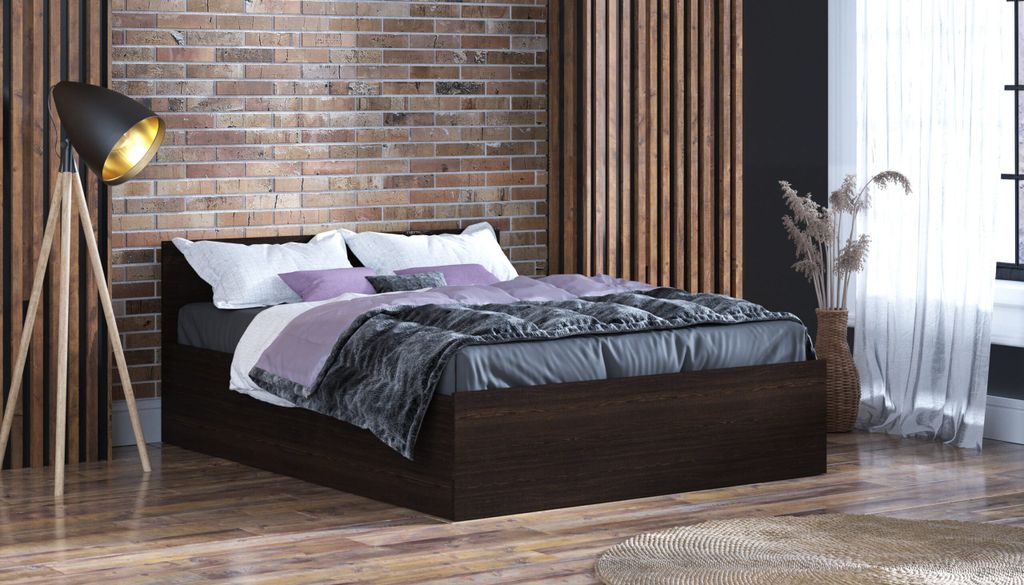 Bett 120x200cm mit Matratze und Bettkasten PARTY 1 - Wenge