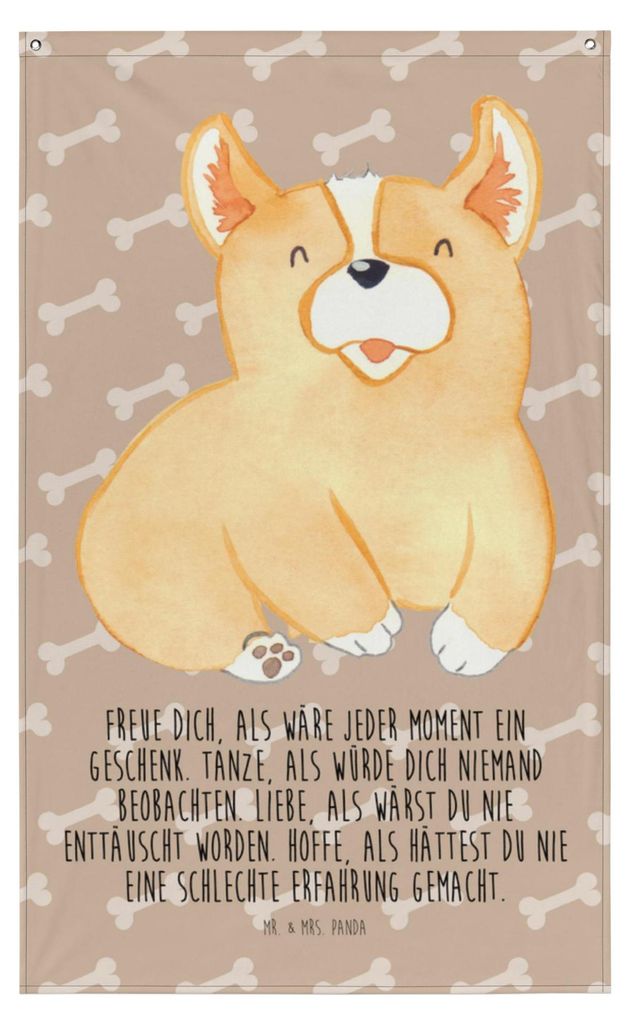 Mr. & Mrs. Panda Tapestry Corgie - Hundeglück - Geschenk, Hund, Lebensfroh, Spruch, Wandbild, Wandtuch, Optimistisch, Wandteppich, Tapisserie, Cor...