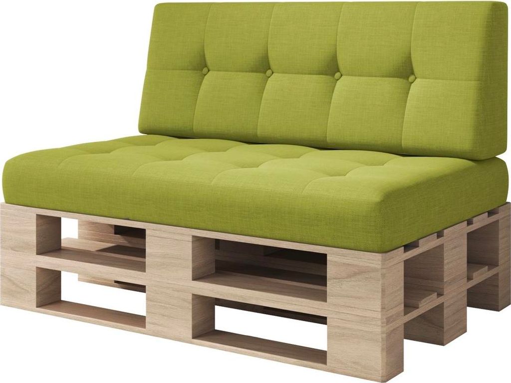 sunnypillow Palettenkissen Verona gesteppt 2er Set Lime