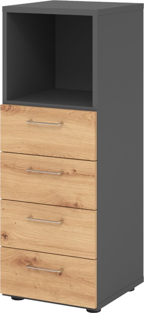 bümö smart Schubladen Kombi - 4 Schübe - Nachbildung: Graphit/Asteiche