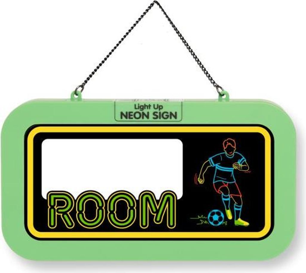 LED Leuchtschild Neonschild mit Namensfeld , Leuchtende Wanddekoration mit Batterie, 18,7x10,3x1,6cm - Blank Football