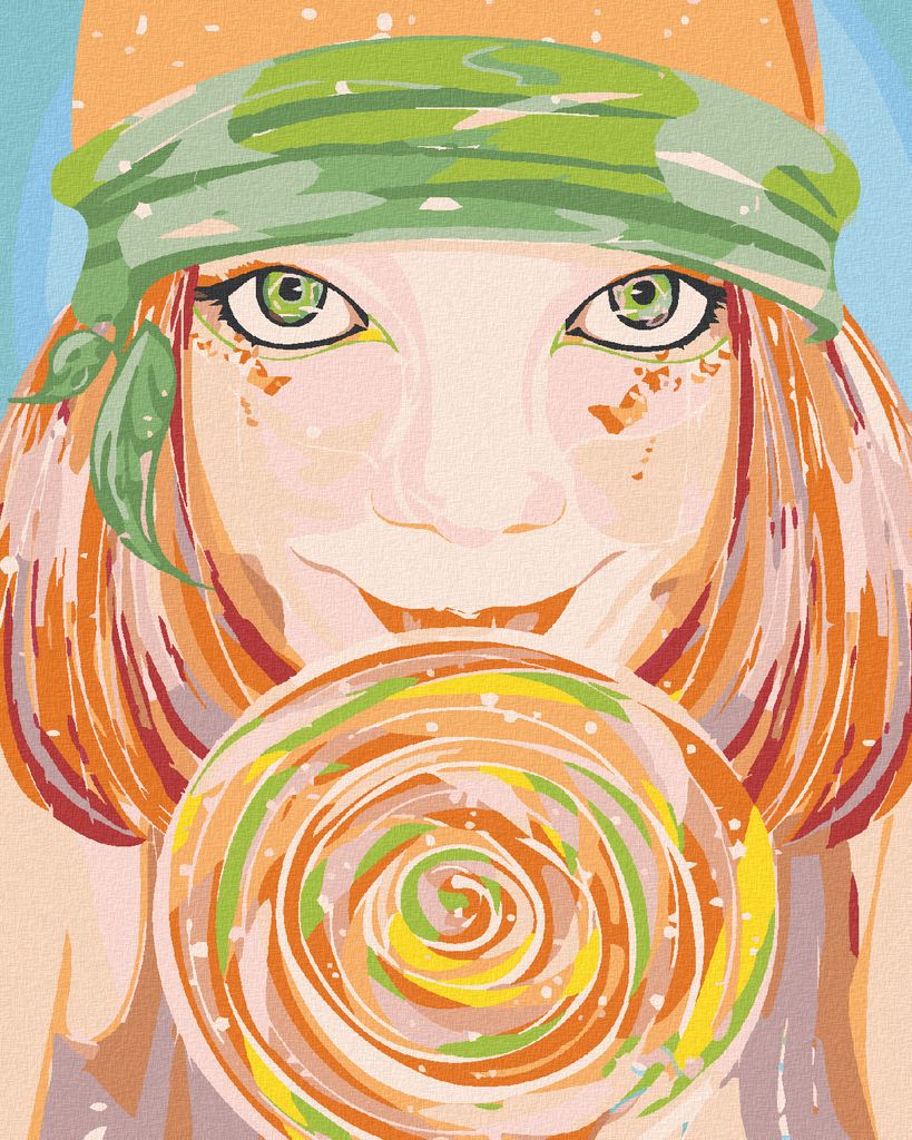 Zuty - Malen nach Zahlen - GRÜNÄUGIGE FRAU UND LOLLY, 40x50 Produktbild 