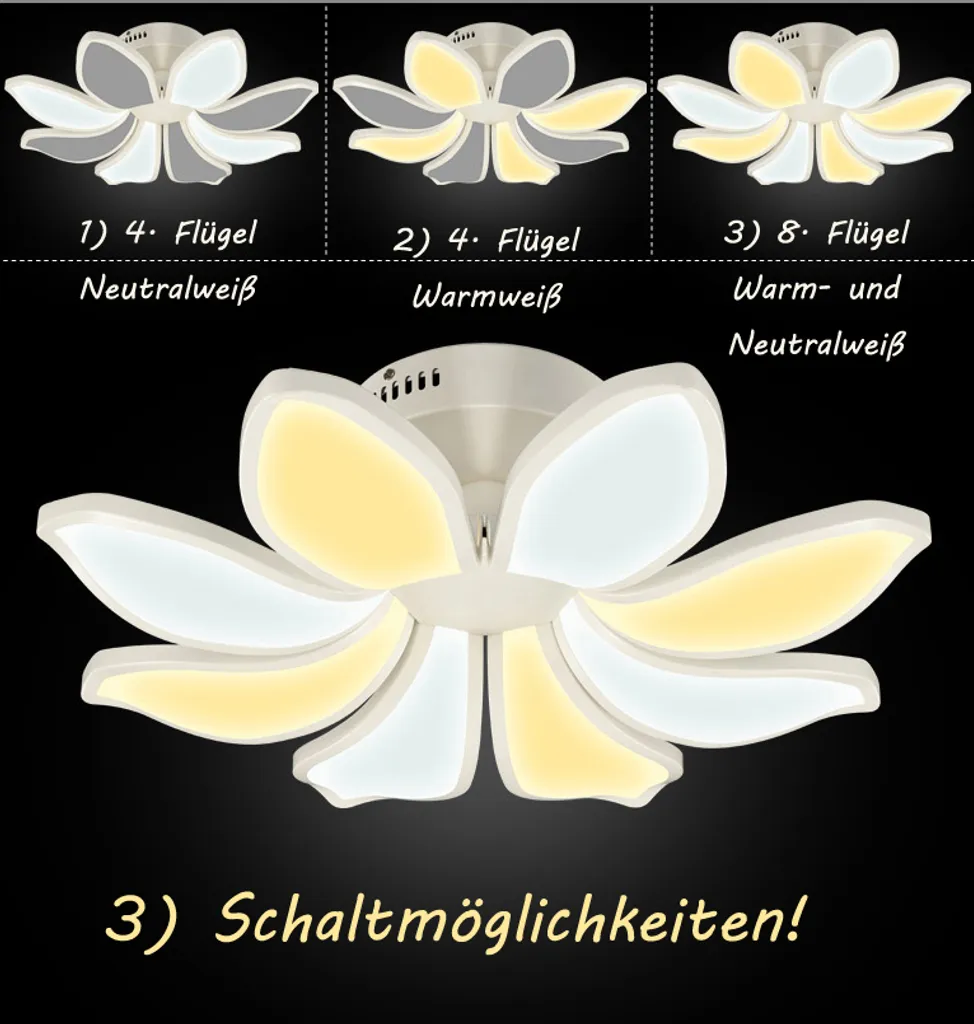 Plafonnier LED 60W à Intensité Variable avec Abat-jour Acrylique Chic