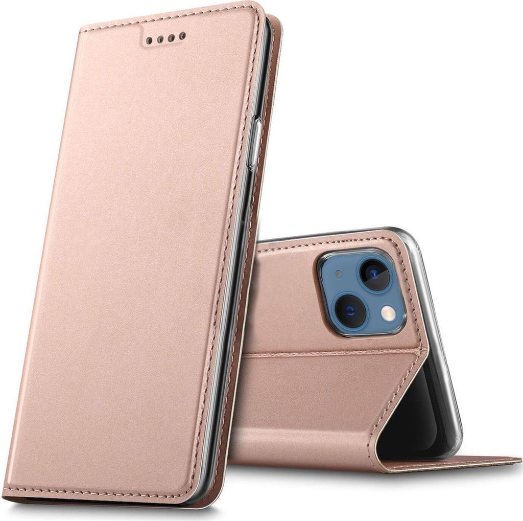 Conie Ultra Slim Klapp Tasche für iPhone 13 Kartenfach Hülle Rundumschutz in Rosa