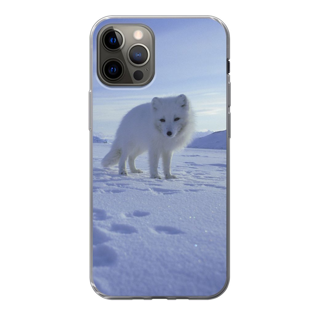 MuchoWow Handyhülle Schutzhülle Hülle für iPhone 13 Pro Fuchs - Schnee - Berge Silikon Softcase Handy Hülle - Handy-Tasche