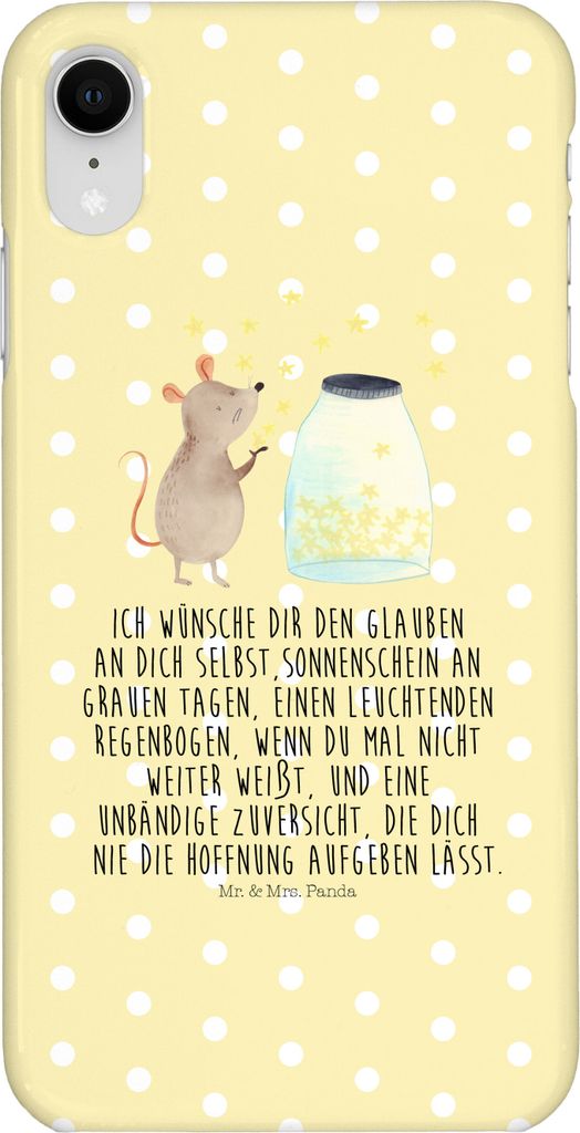 Mr. & Mrs. Panda Iphone XR Handyhülle Maus Sterne - Gelb Pastell - Geschenk, Kindergeburtstag, Geburtstag, Premium Kunststoff, Lustige Sprüche, S...