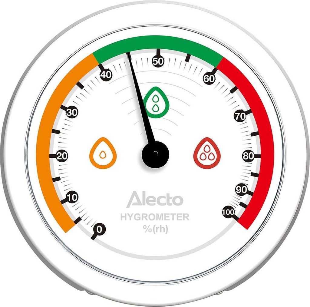 Alecto WS-05WH - Analoges Innenraum-Hygrometer mit batterielosem Betrieb - Weiß