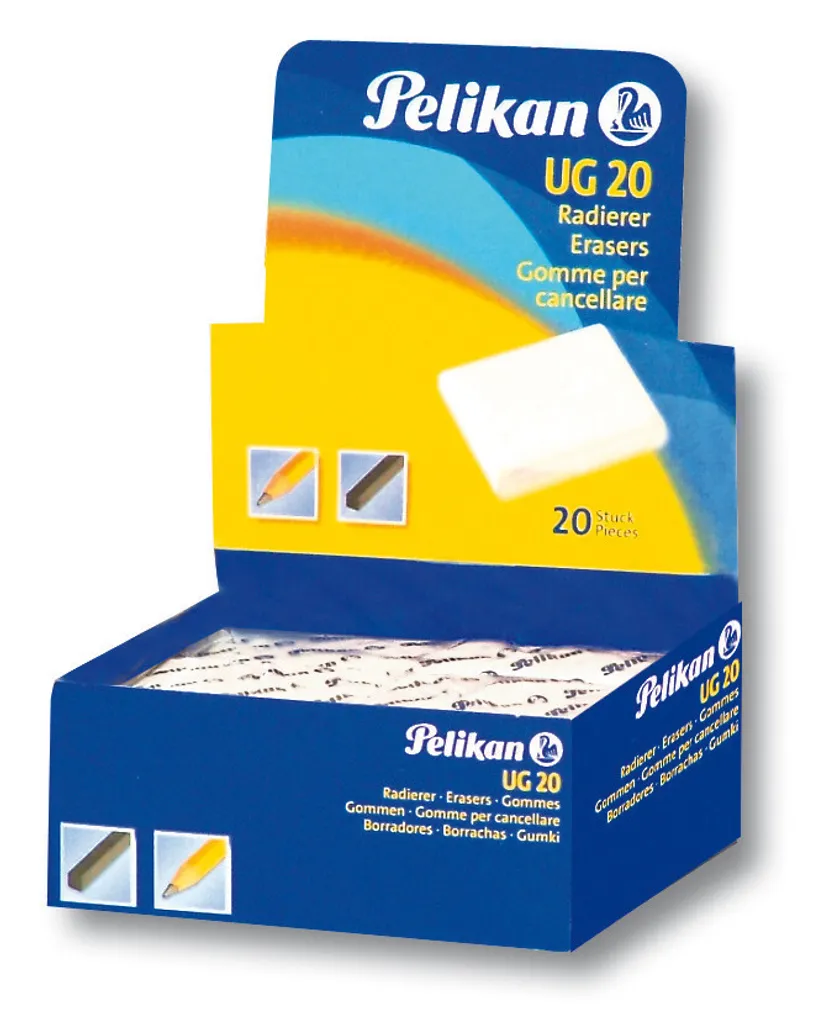 Pelikan 0ARM20 Gomme Blanche en Boîte de 20 Pièces pour Dessin et Bureau