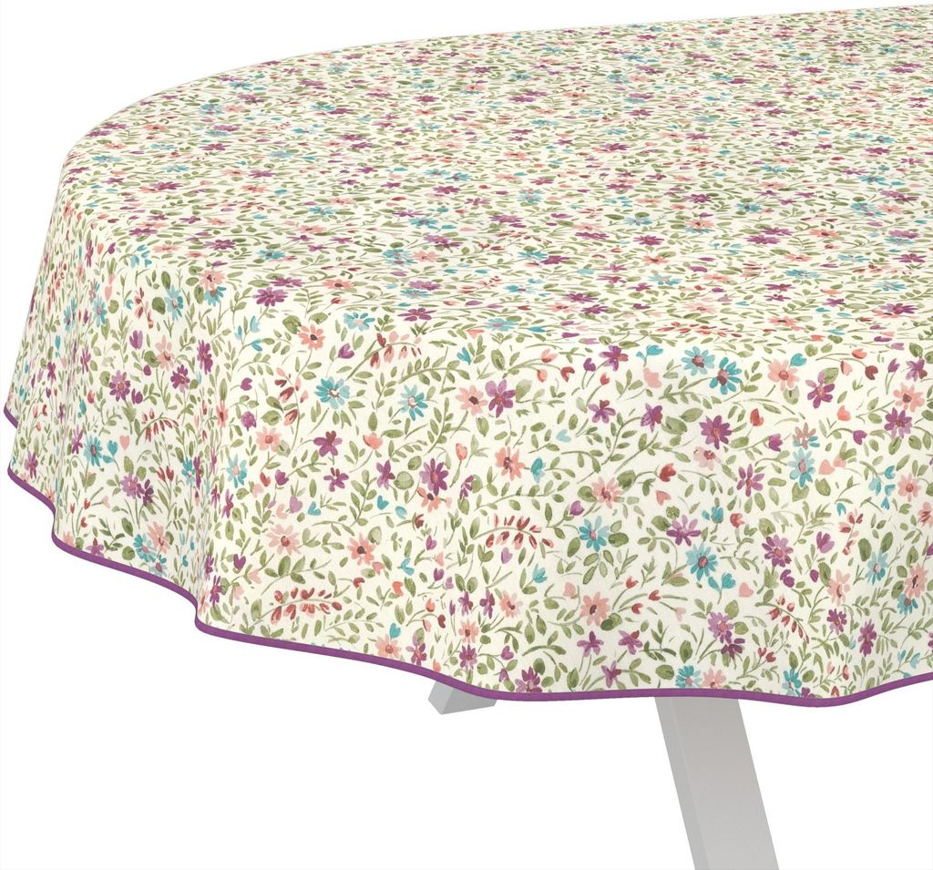 Tischdecke Iris-Erdbeeren Bunt Oval 180x140cm Band