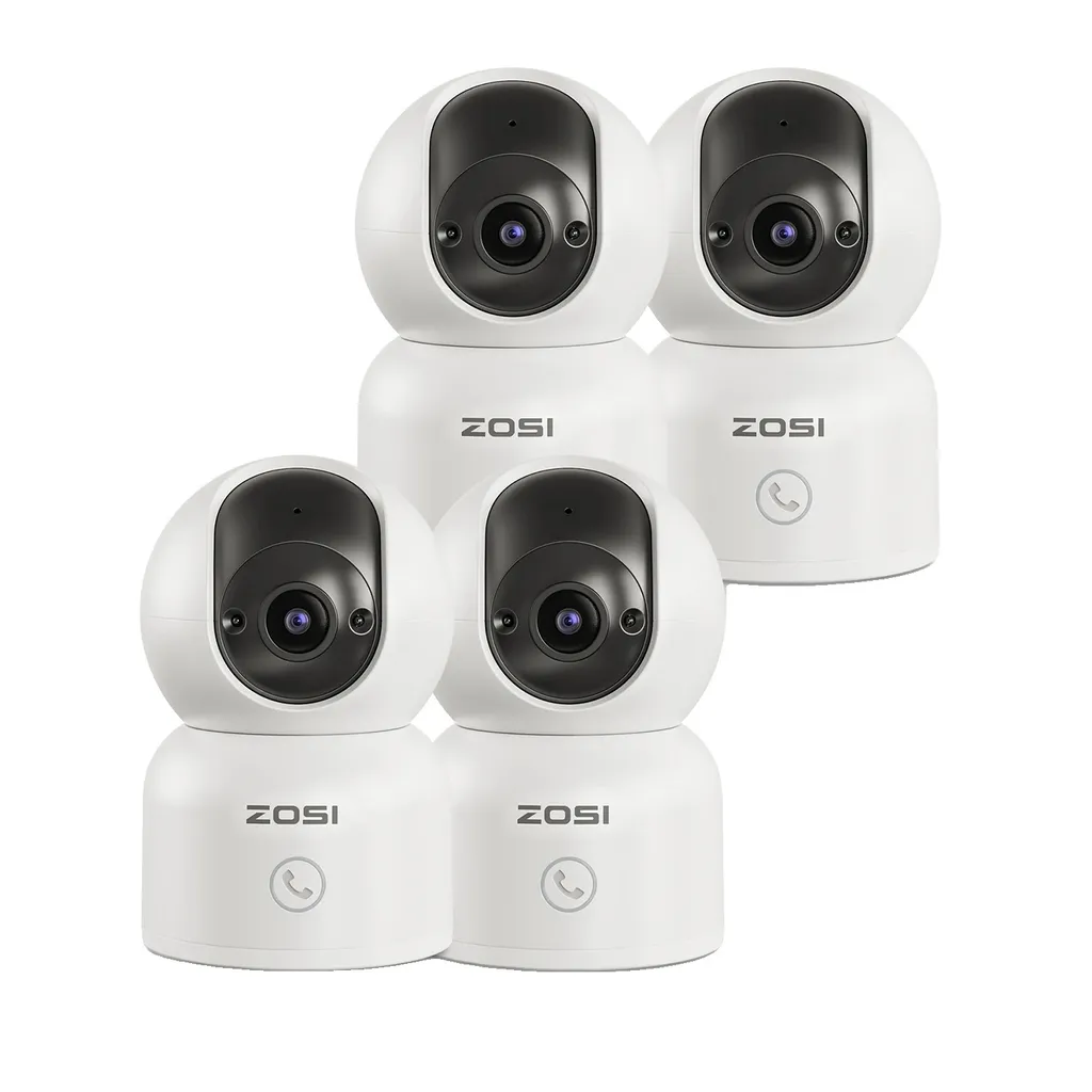 Surveiller Bébé et Maison Pack 4 Caméras Wi-Fi 2K Haute Résolution 360°