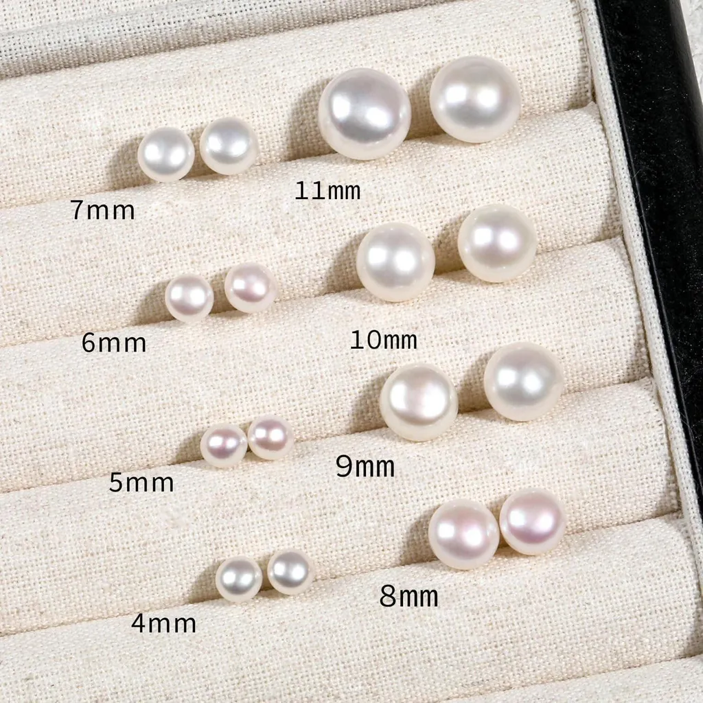 Orecchini a Perno con Perle 10mm e Argento 925 Placcato Oro - 6