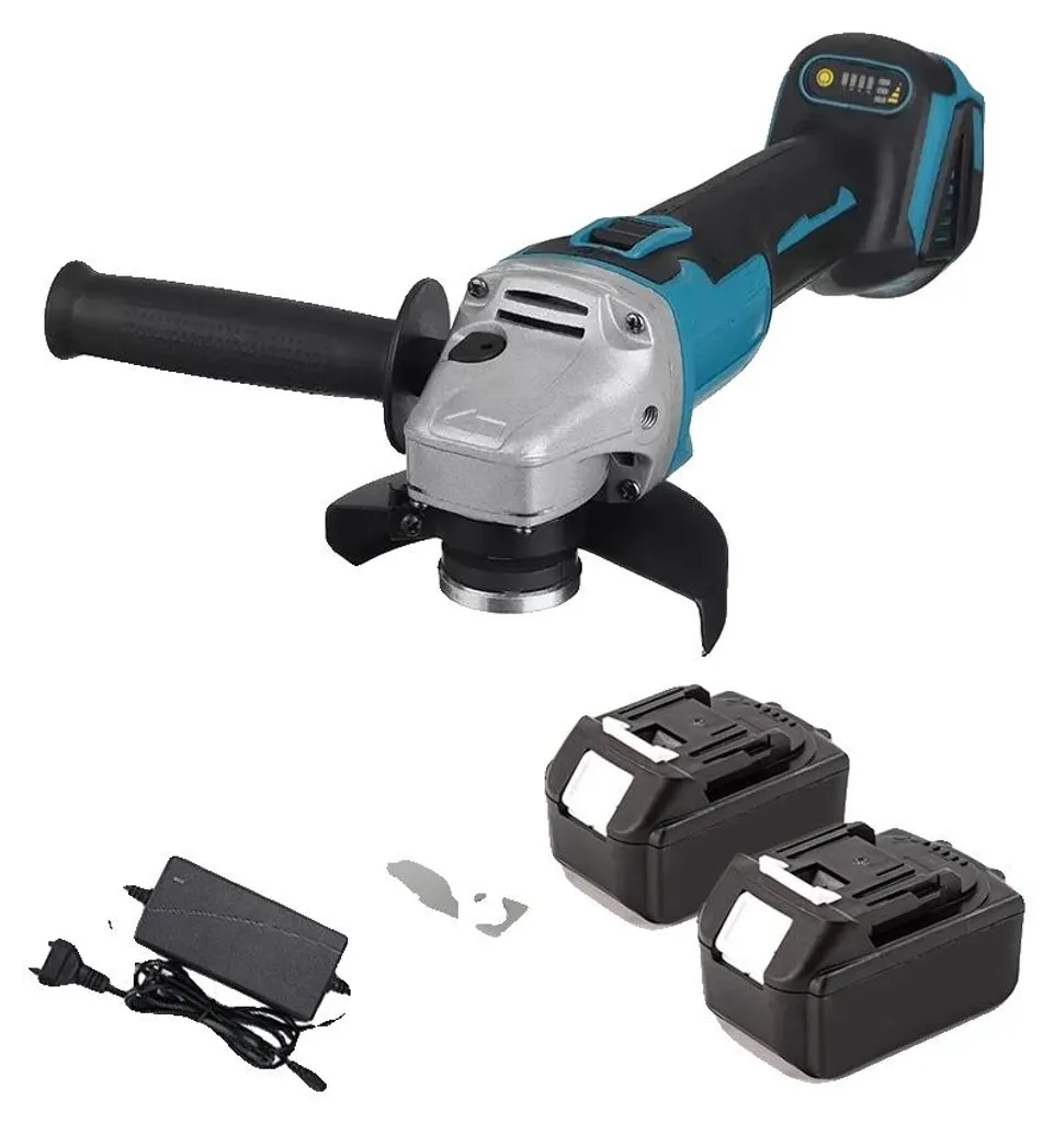 Meuleuse d'angle à moteur sans balais, vitesse variable et 2 batteries