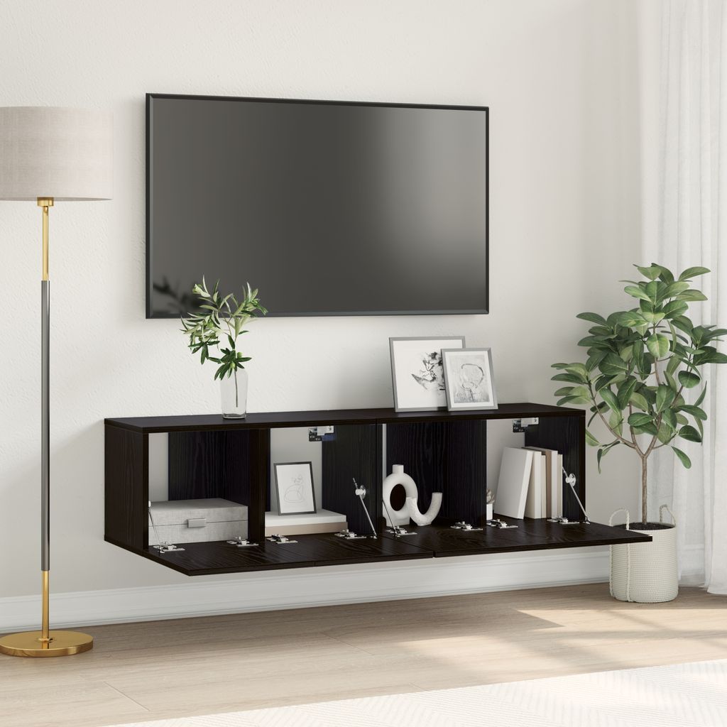 TV-Schränkeset Schwarze Eiche Holzwerkstoff Klein TV-Schrank, TV-Schränke DesignMöbel Neu