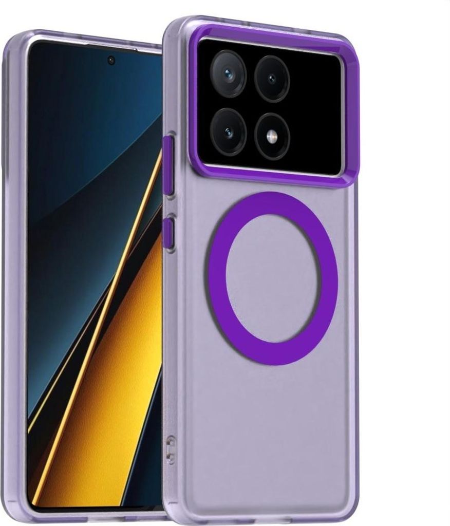 MagSafe Hülle für Xiaomi Poco X6 Pro - Phonesta HardFrost Semi-Transparent Back Cover - Matt Lila