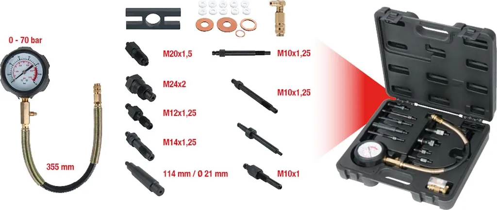 Contrôleur de compression KS TOOLS 150.1680 pour diagnostic moteur essence
