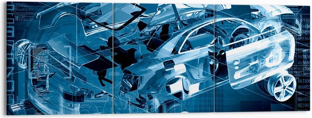 Bild auf Leinwand - Leinwandbild - Auto Design Illustration - 150x50cm - Wand Bild - Wanddeko - Leinwanddruck - Bilder - Kunstdruck - Wanddekoratio...