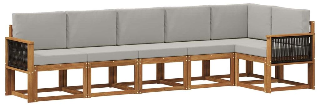 vidaXL Outdoor-Sofagarnitur 6 pcs Natürlich und Hellgrau Polyester