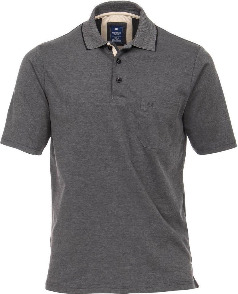 REDMOND Casual Herren Polo-Shirt Kurzarm Regular-Fit Jersey Anthrazit 6XL